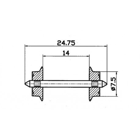 AC wheel, 7,5 mm (x2). ROCO 40184