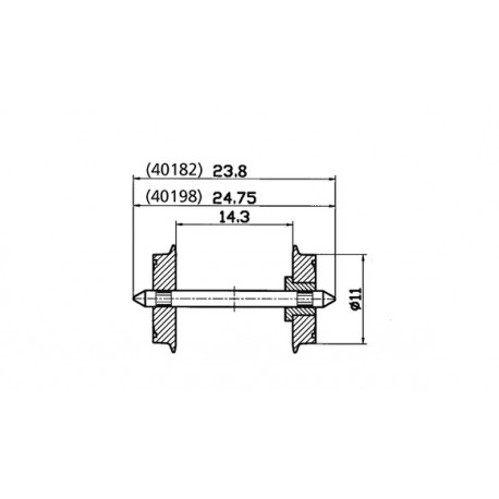 Set de ejes CC, 11 mm (x2). ROCO 40198