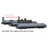 Set 3 vagones borde bajo MM, RENFE. Carga. MABAR 81402C