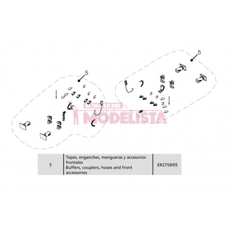 Set topes, enganches...para 277 RENFE. ELECTROTREN ER2759/05