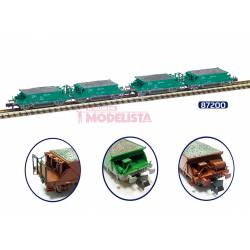 Set of 2 pair hopper wagons RENFE. Green. MABAR 87200