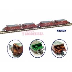 Set of 2 pair hopper wagons RENFE. Oxide red. MABAR 87203