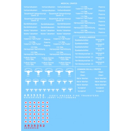 German medical and cargo box stencils. ARCHER AR35352W