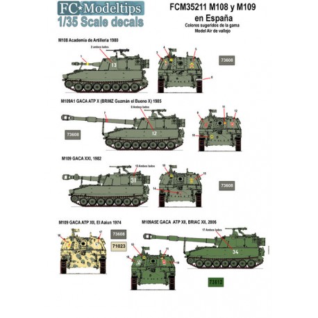 Decal set: M108 y M109 in Spain. FCMODELTIPS 35211