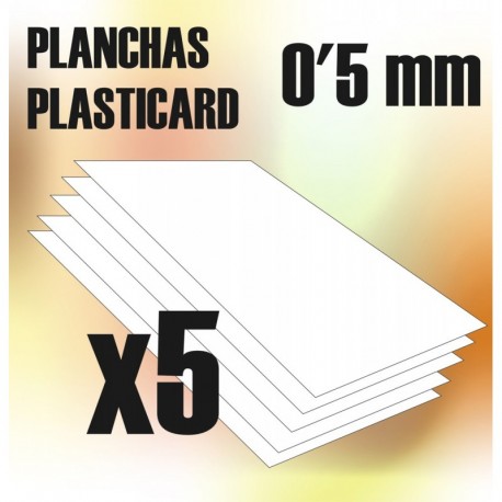 Plasticard, 0,5 mm (x5). GREEN STUFF WORLD 9105