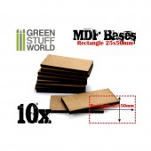 MDF Bases - rectangle, 25x50 mm (x108). GREEN STUFF WORLD 9141