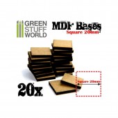 MDF Bases - square, 20 mm (x20). GREEN STUFF WORLD 9142