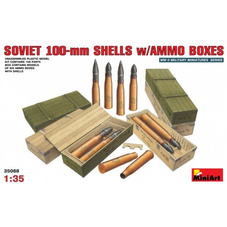 Soviet 100-mm shells w/ ammo boxes. MINIART 35088