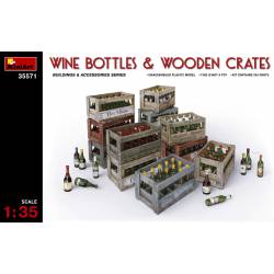 Botellas de vino y cajas.