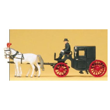 Horse drawn black coach. PREISER 30452