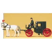 Horse drawn black coach. PREISER 30452