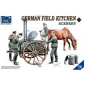 Lunch time. German field kitchen with soldiers.