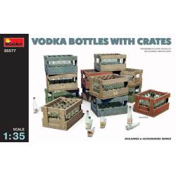 Botellas de vodka y cajas.