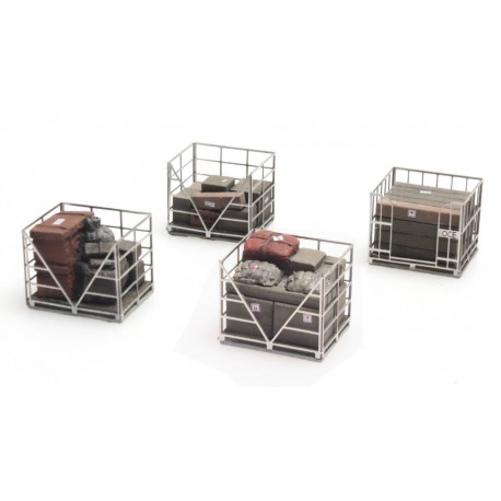 Metal cage pallets.