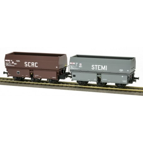 Set of coal hopper wagons "ACAC/STEMI", SNCF.