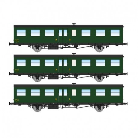 Set of 3 SUD-OUEST coaches, SNCF.