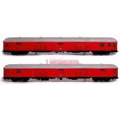 Set de 2 furgones DD-8100, RENFE. Rojo. Envejecidos.