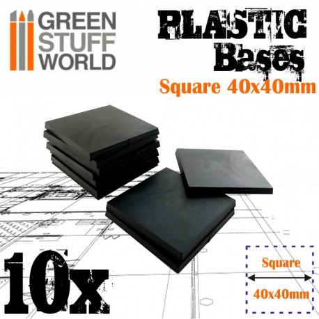 Plastic bases - square, 40 mm (x10).