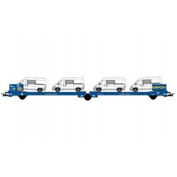 Flat car “GEFCO”. For industrial vehicles. Loaded with vans.