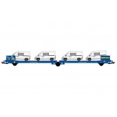 Flat car “GEFCO”. For industrial vehicles. Loaded with vans.