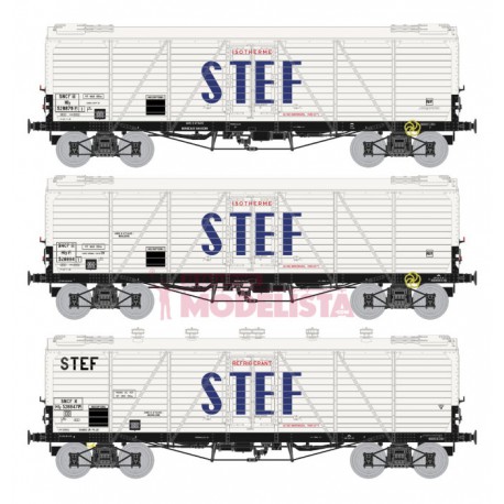 Set de tres vagones TP frigorífico STEF, SNCF.