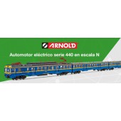 Automotor eléctrico 440, RENFE. Azul y amarillo.