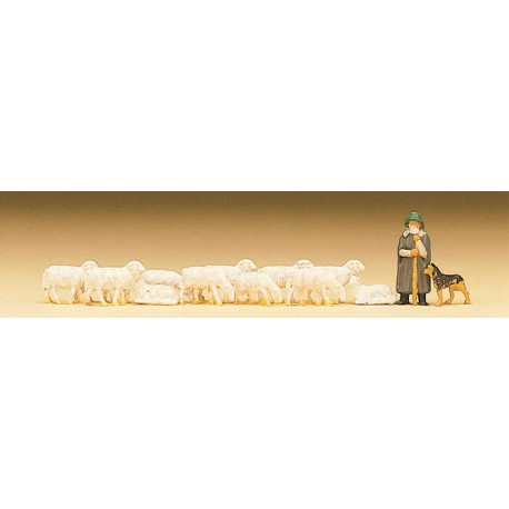 Shepherd with sheep.