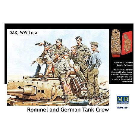 Rommel and German Tank Crew, DAK, WW II era. MASTER BOX 3561