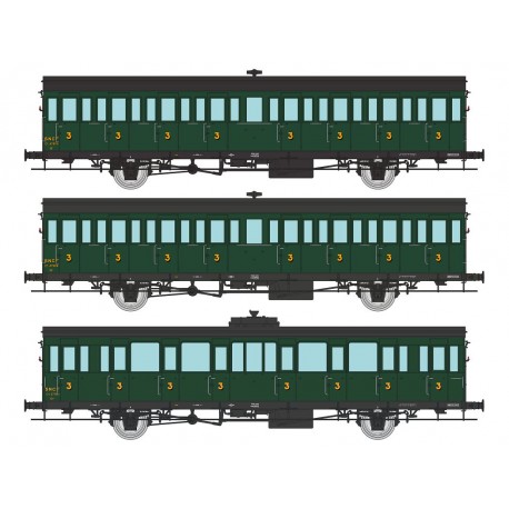 Set de 3 coches 3a clase de 15m, SNCF.