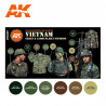 Vietnam green & camouflage uniforms.