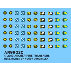 Distintivos de la 3ª y 33ª División de Infantería y 13ª, 17ª y 101ª del aire de EEUU.