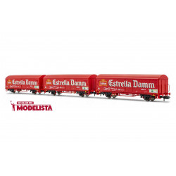 Set de 3 vagones cerrados JPD ''Estrella Damm'', RENFE.