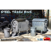 Steel trash bins.