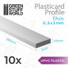 10 uPVC Plasticard thin  0.5x2mm.