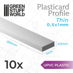 10 perfiles Plasticard fino 0.5x1mm.