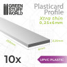 10 uPVC Plasticard extra thin  0.25x6mm.