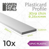 10 uPVC Plasticard extra thin  0.25x4mm.