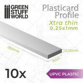 10 uPVC Plasticard extra thin  0.25x1mm.