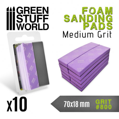 Foam sanding pads. 800 grit (x10).