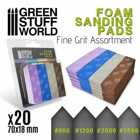 Foam sanding pads. Fine grit assortment (x20).