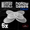 Hollow plastic bases transparent oval, 60x35 mm (x6).