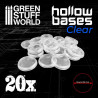 Hollow plastic bases transparent round, 25 mm (x20).