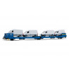 Flat car “GEFCO”. For industrial vehicles. Loaded with vans.