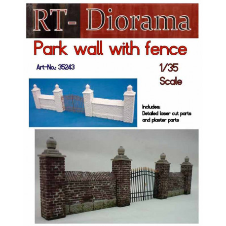 Park wall with fence.