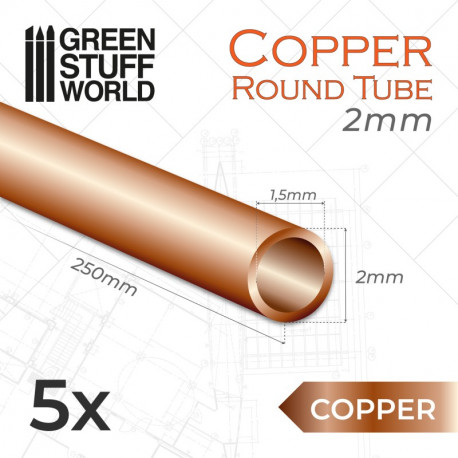 Round copper tube 2 mm (x5).