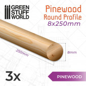 Pinewood round rod 8x250mm (x3).