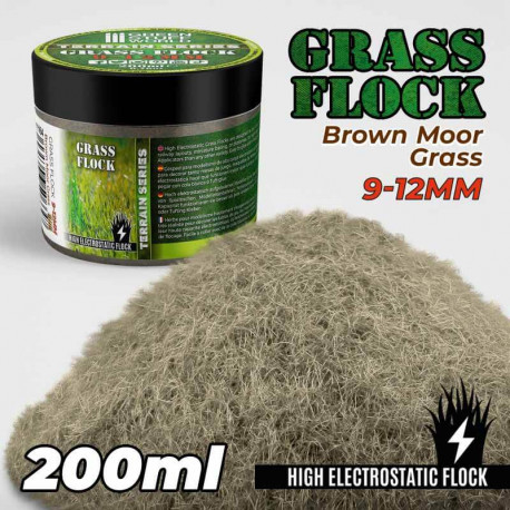 Electrostatic Grass 9-12mm . Brown moor grass. 200ml.