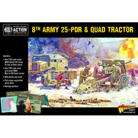 8th Army 25 pounder Light Artillery, Quad & Limber. Bolt Action.