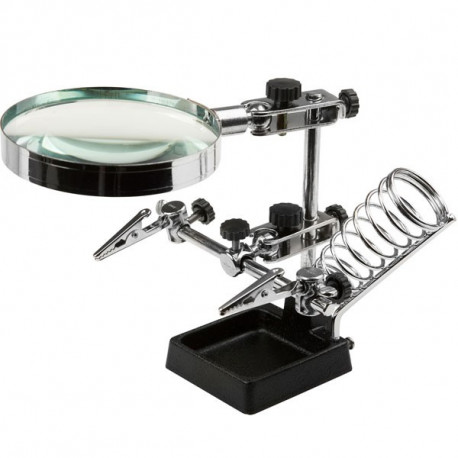 Hand magnifier with soldering stand.