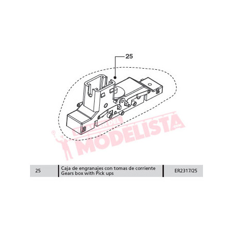 Caja de engranajes con tomas de corriente para RENFE 352.